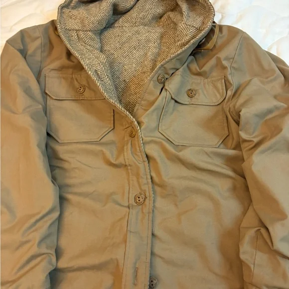 Men's Reversible Brown Hooded Jacket- L - Picture 4 of 11